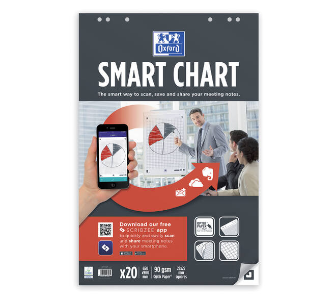 Flipoverpapier Oxford smart 650x980mm ruit 90 gram 20 vel