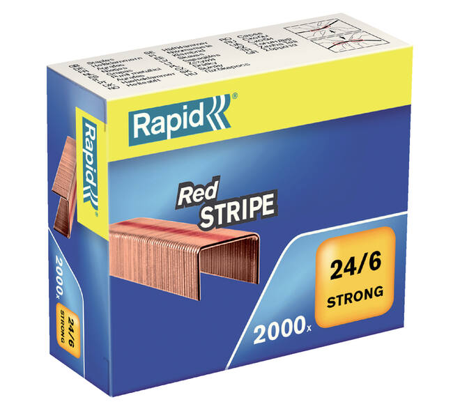 Nieten Rapid Nieten Rapid 24/6 verkoperd red stripe 2000 stuks