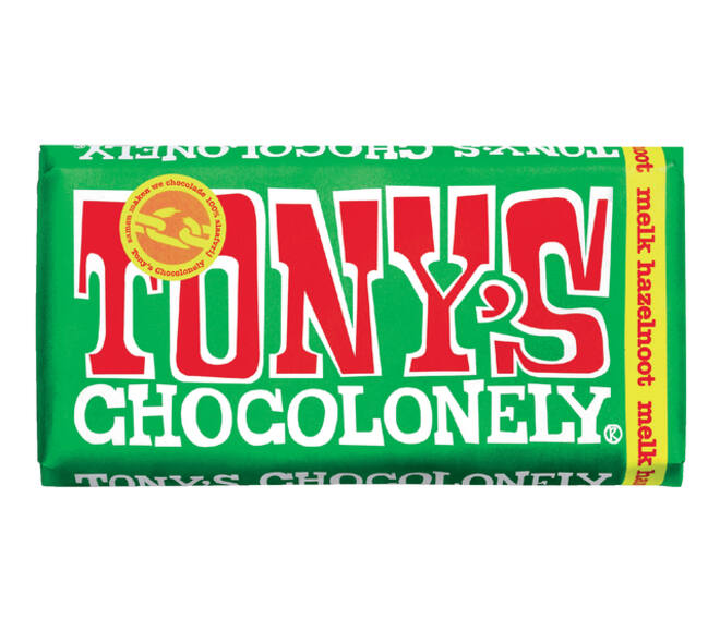 Chocolade Tony's Chocolonely melk hazelnoot reep 180gr