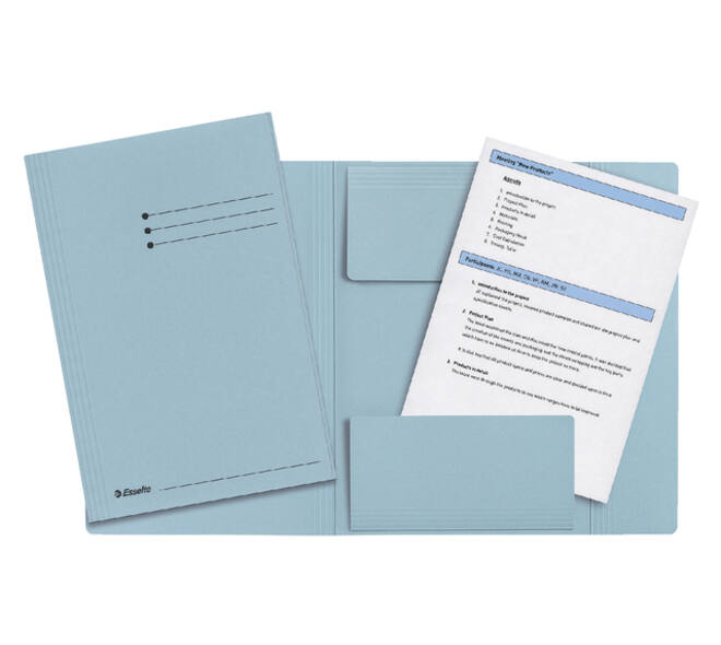 Dossiermap Esselte folio 3 kleppen manilla 275gr blauw