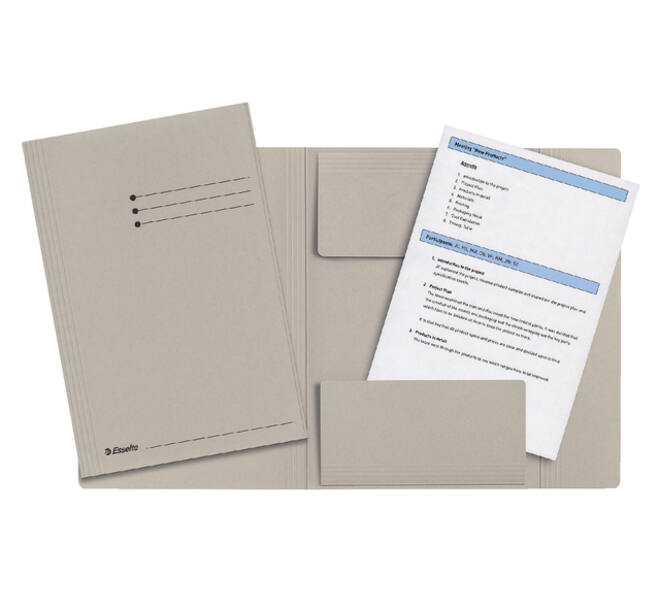 Dossiermap Esselte folio 3 kleppen manilla 275gr grijs