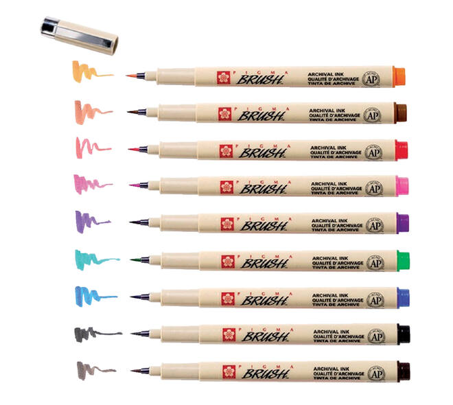 Brushstift Bruynzeel Sakura Pigma assorti 9 stuks