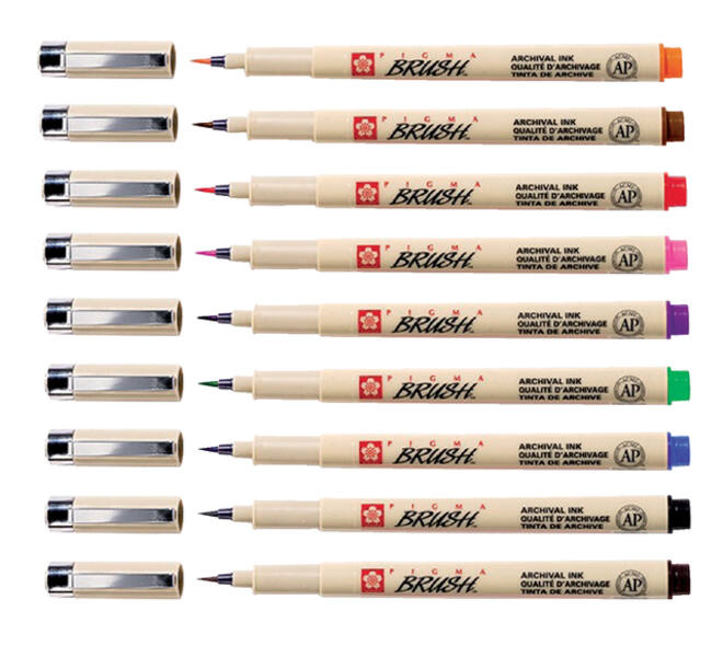 Brushstift Bruynzeel Sakura Pigma assorti 9 stuks