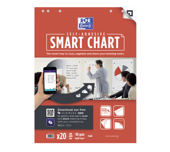 Flipoverpapier Oxford smart 60x80cm zelfklevend blanco 90gr 20 vel