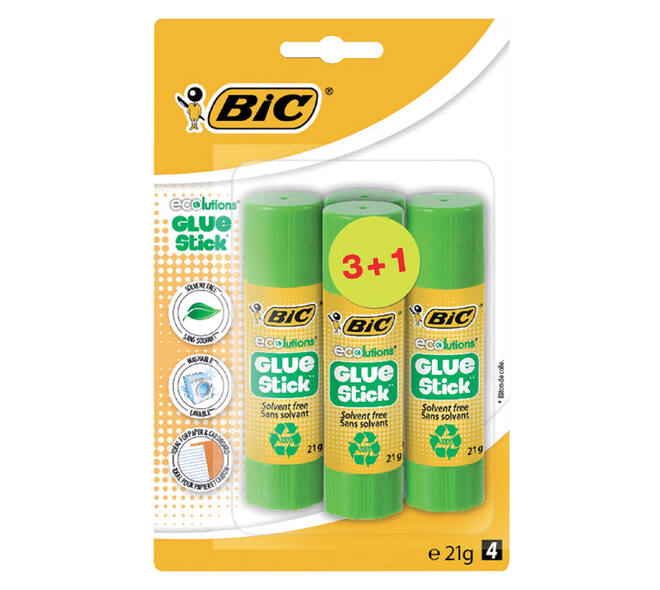Lijmstift Bic Ecolutions 21gr blister à 3+1 gratis