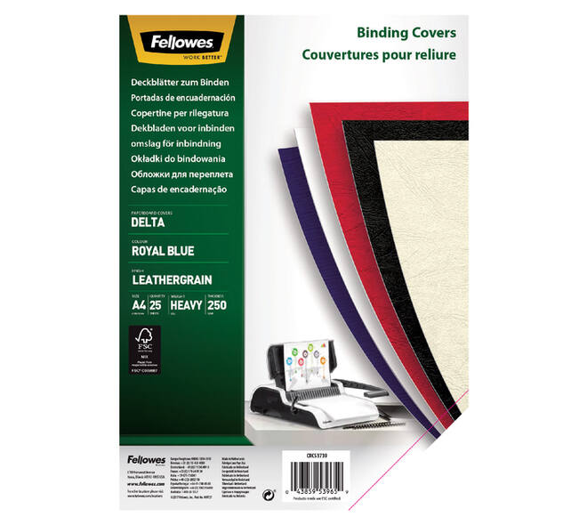 Voorblad Fellowes A4 lederlook royal blauw 25 stuks
