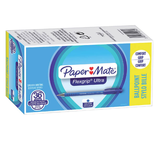 Balpen Paper Mate Flexgrip Ultra medium blauw valuepack 30+6 gratis