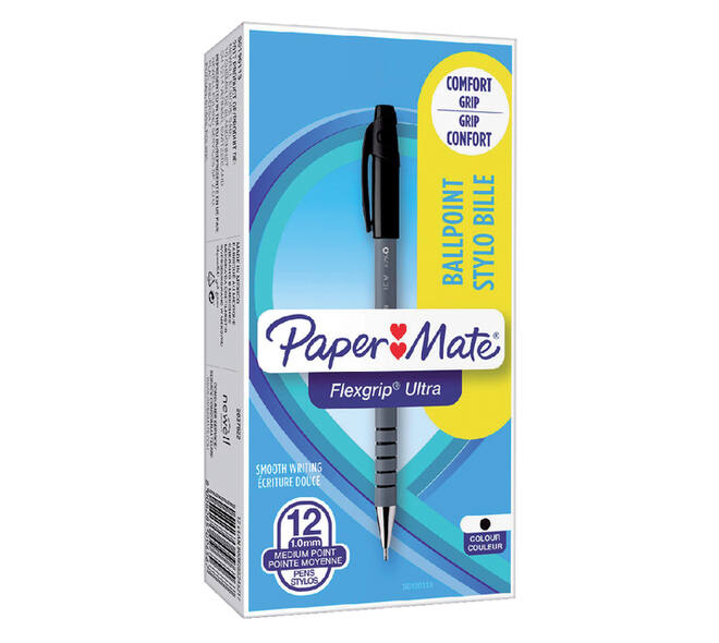 Balpen Paper Mate Flexgrip Ultra stick medium zwart