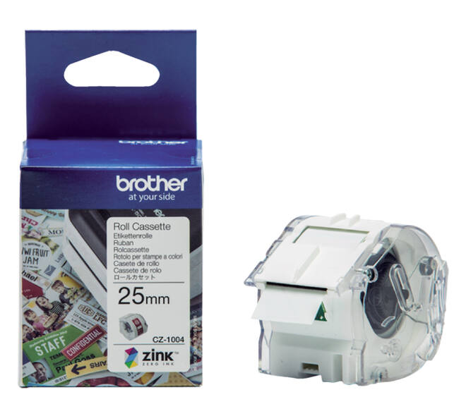 Etiket Brother CZ-1004 multifunctioneel 25mm 1 rol á 5m wit