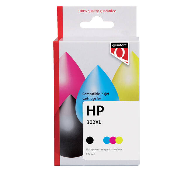 Inktcartridge Quantore alternatief tbv HP X4D37AE 302XL zwart + kleur