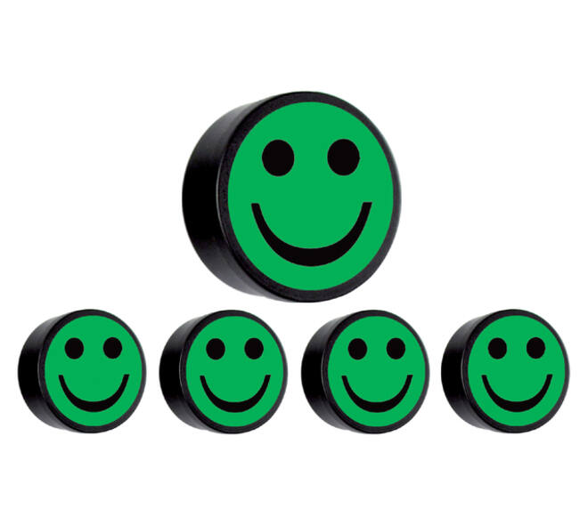 Magneet smiley 35mm groen 5 stuks