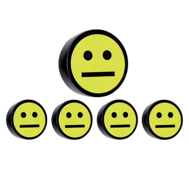 Magneet smiley 35mm geel 5 stuks