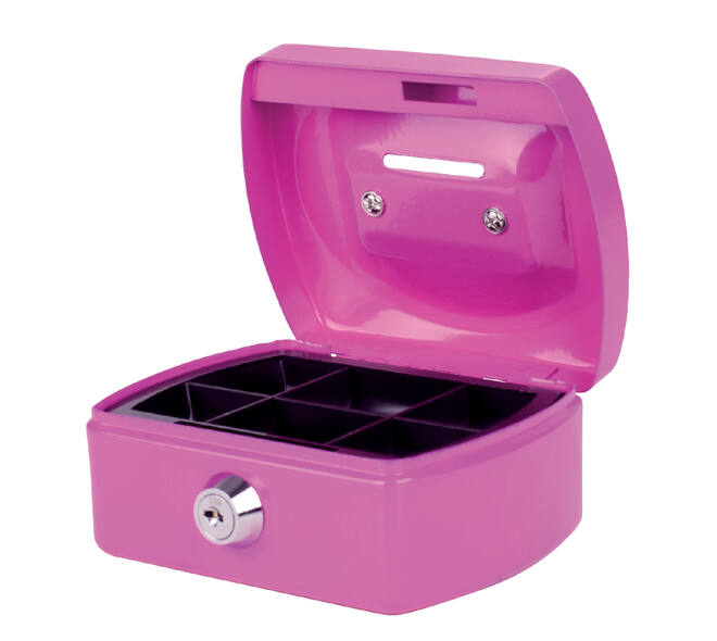Geldkist Pavo met muntgleuf 125x95x60mm roze