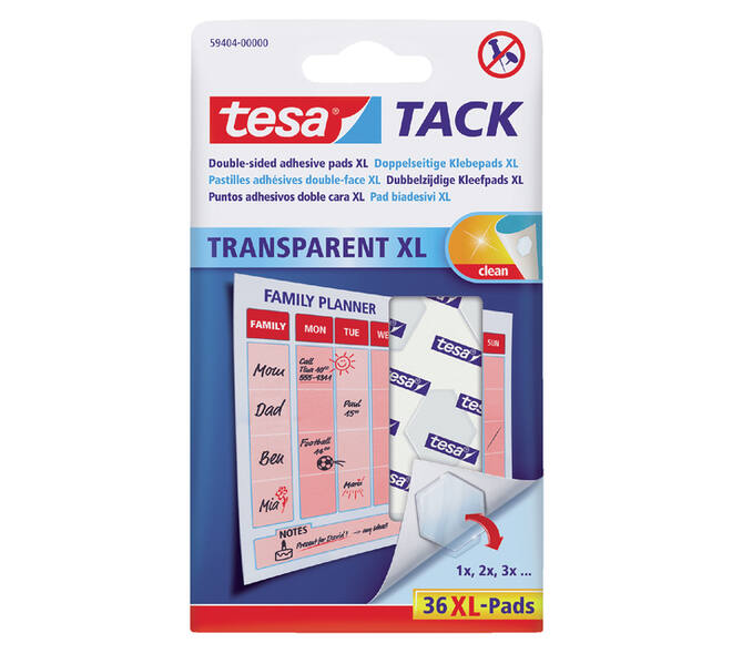 Kleefpads tesa® TACK dubbelzijdig transparant XL 36 stuks