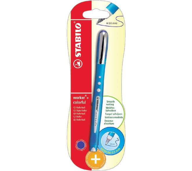 Rollerpen STABILO worker colorful 2019/41 M blauw blister à 1 stuk