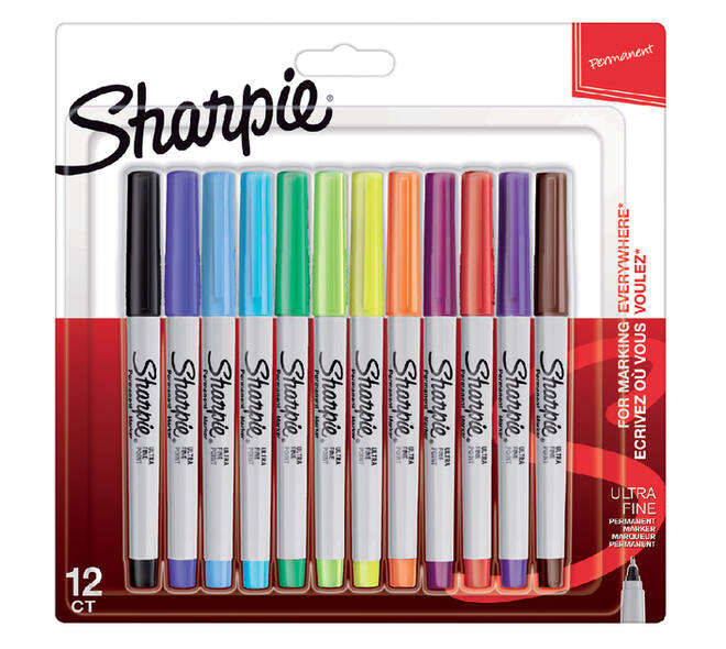 Viltstift Sharpie rond ultra fine fun assorti blister à 12 stuks