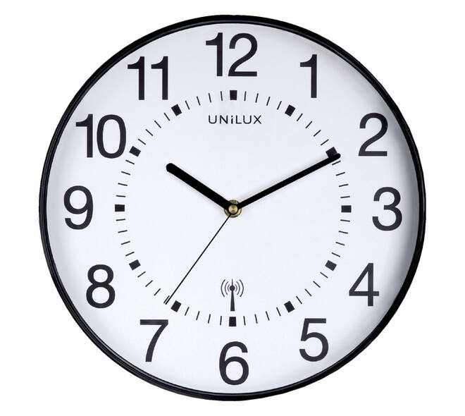 Wandklok Unilux Maxi radio controlled Ø 37.5cm zwart/wit