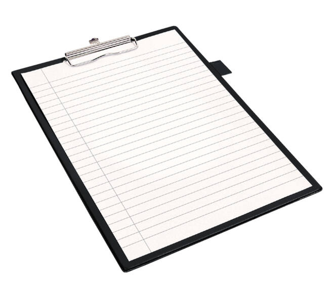 Klembord Quantore A4 staand PVC zwart met 100mm klem + penlus