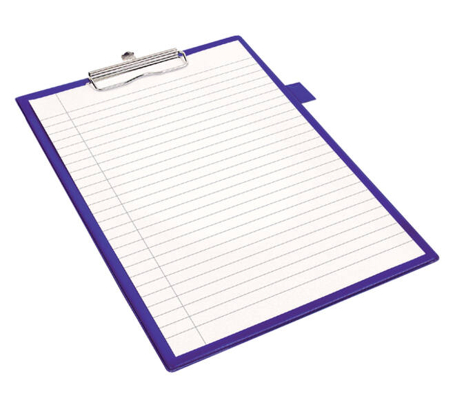 Klembord Quantore A4 staand PVC blauw met 100mm klem + penlus