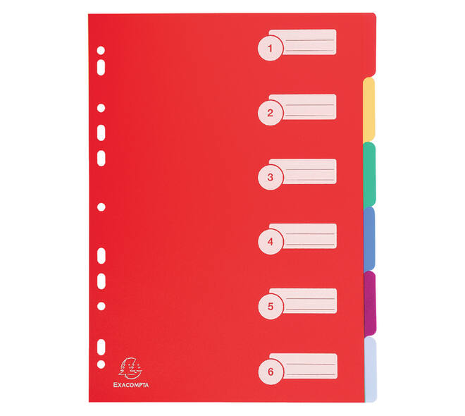Tabbladen Exacompta 225x297mm 11-gaats 6-delig assorti PP