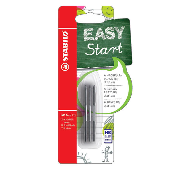 Potloodstift STABILO Easyergo refills HB 3.15mm blister à 6 stuks