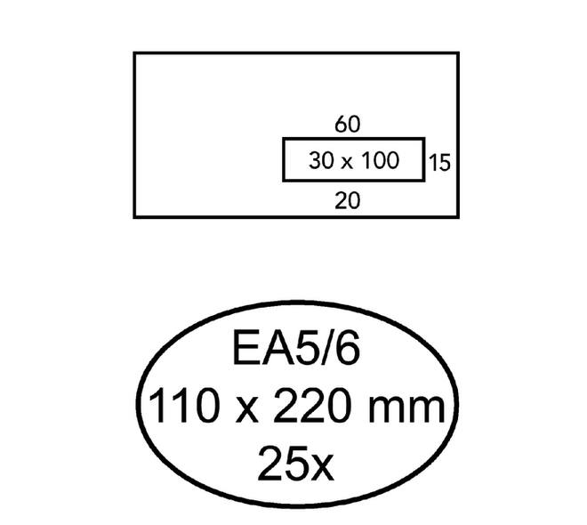 Envelop Quantore 110x220mm venster 3x10cm rechts zelfklevend 25 stuks