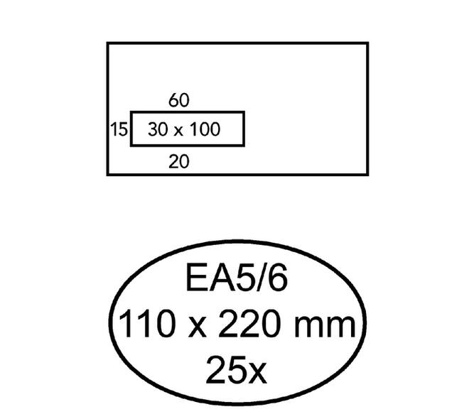 Envelop Quantore 110x220mm venster 3x10cm links zelfklevend 25 stuks