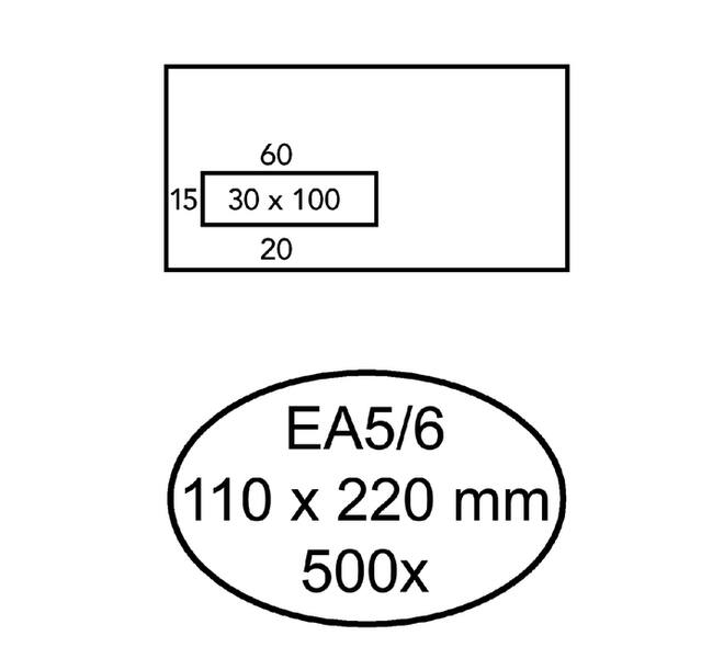 Envelop Quantore 110x220mm venster 3x10cm links zelfklevend 500 stuks