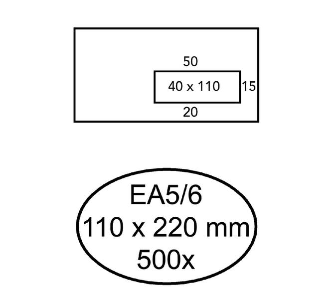 Envelop Hermes EA5/6 110x220mm venster 4x11rechts zelfklevend 500 stuks