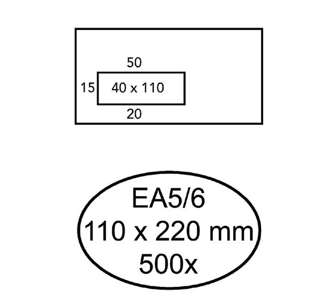 Envelop Quantore 110x220mm venster 4x11cm links zelfklevend 500 stuks