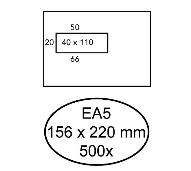 Envelop Hermes EA5 156x220mm venster 4x11links zelfklevend 500 stuks