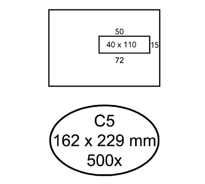 Envelop Quantore 162x229mm venster 4x11cm rechts zelfklevend 500 stuks
