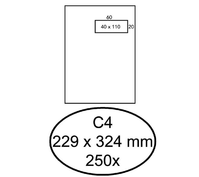 Envelop Quantore C4 229x324mm venster 4x11cm rechts zelfklevend 250st
