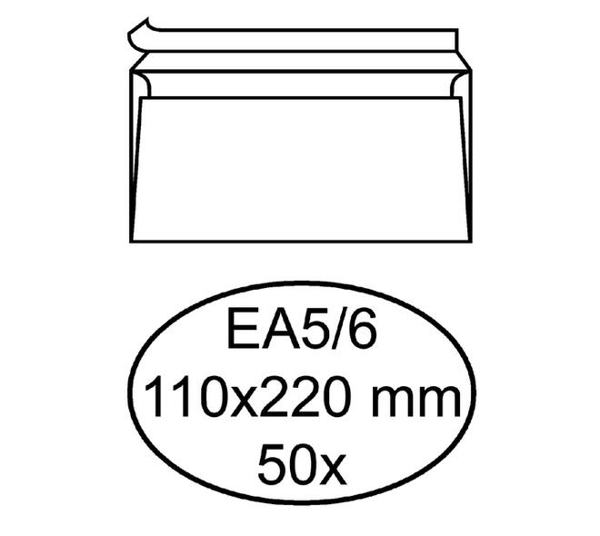 Envelop Hermes bank EA5/6 110x220mm zelfklevend wit pak à 50 stuks
