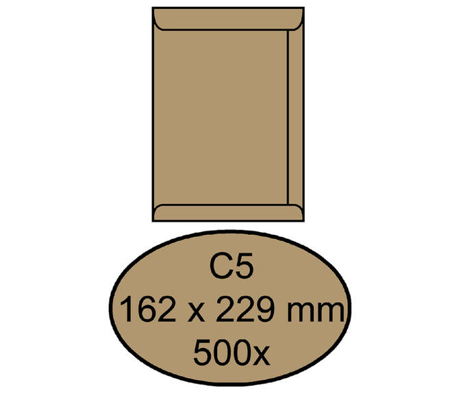 Envelop Quantore akte C5 162x229mm bruinkraft 90g/m² 500 stuks