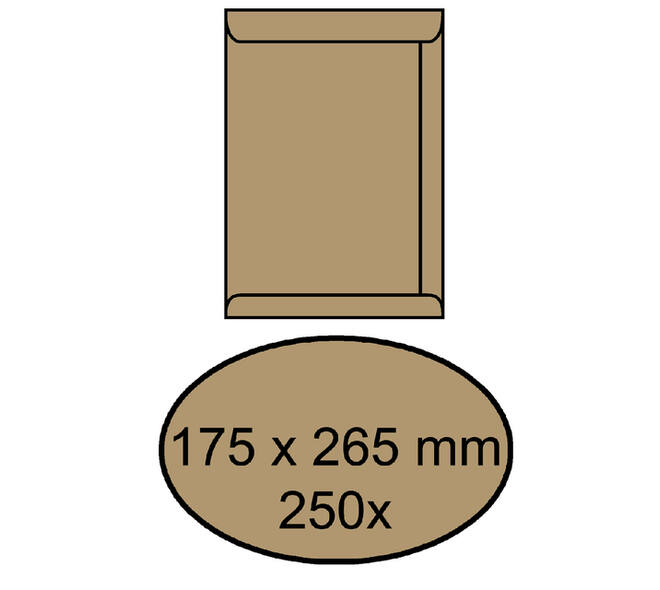 Envelop akte IEZZY 175x265mm zelfklevend 90gr bruin 250 stuks