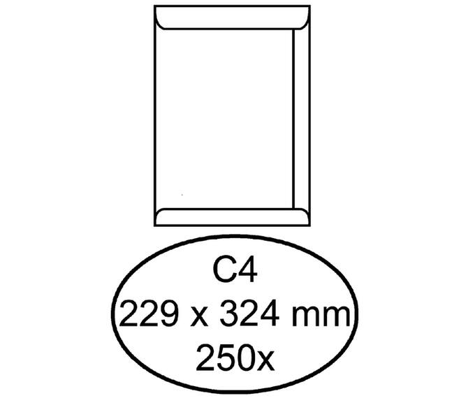 Envelop Hermes akte C4 229x324mm gegomd wit doos à 250 stuks