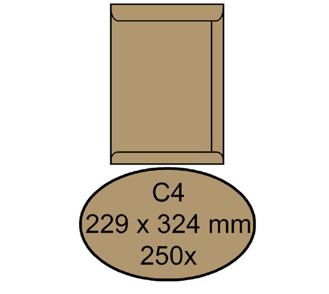 Envelop Quantore akte C4 229x324mm bruinkraft 250 stuks
