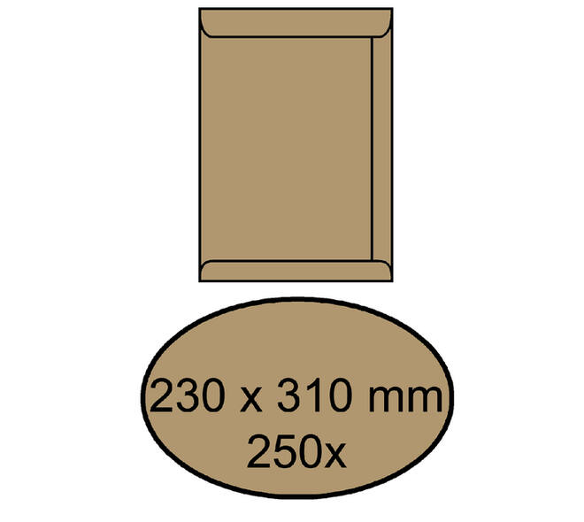 Envelop IEZZY akte 230x310mm zelfklevend 90gr bruin 250 stuks