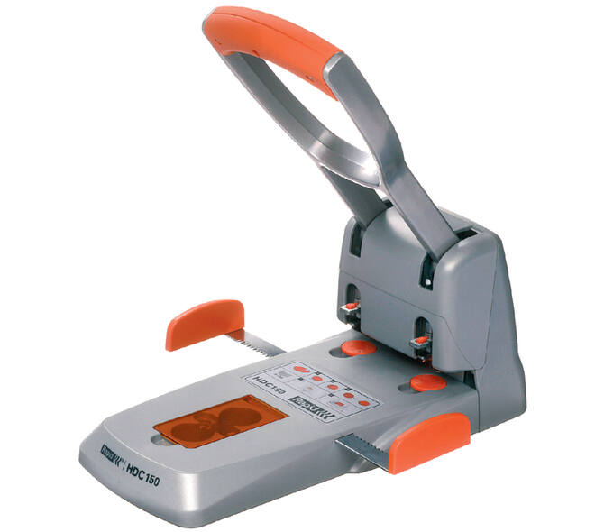 Perforator Rapid Supreme HDC150/2 heavy duty 2-gaats 150 vel zilver/oranje