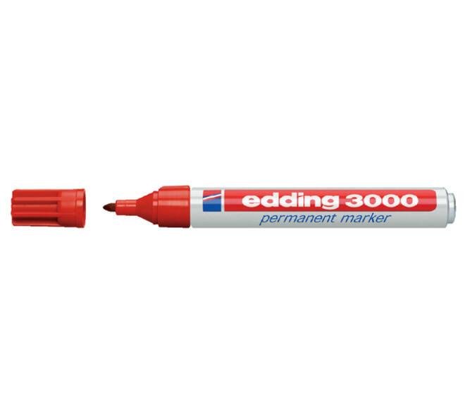 Viltstift edding 3000 rond 1.5-3mm rood blister à 4 stuk
