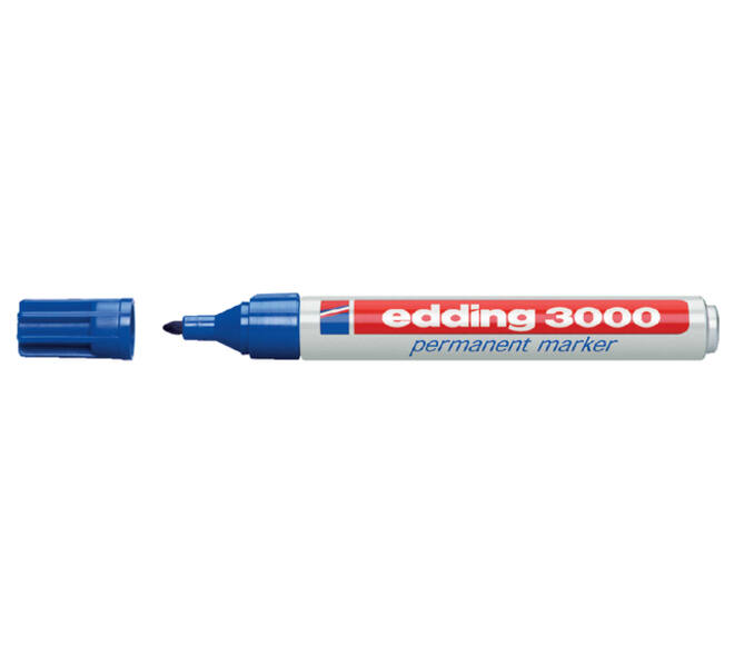 Viltstift edding 3000 rond 1.5-3mm blauw blister à 4 stuks