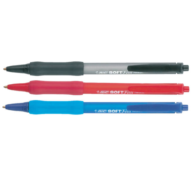 Balpen Bic soft feel grip clic medium rood
