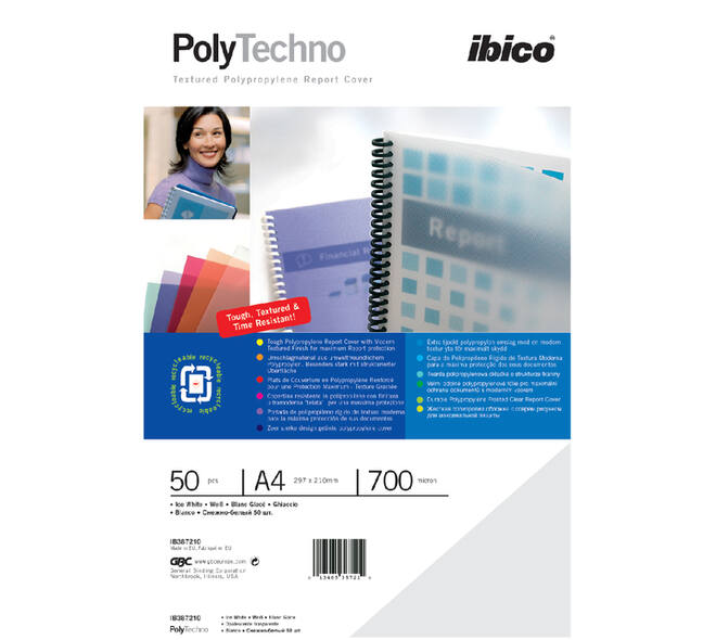Voorblad GBC A4 PolyTechno 700micron ice wit 50 stuks