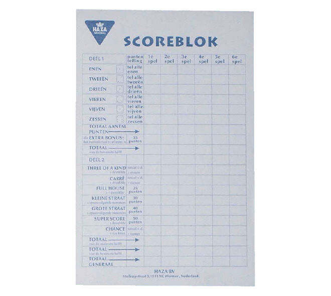 Scoreblok Yahtzee 94x145mm 250 vel