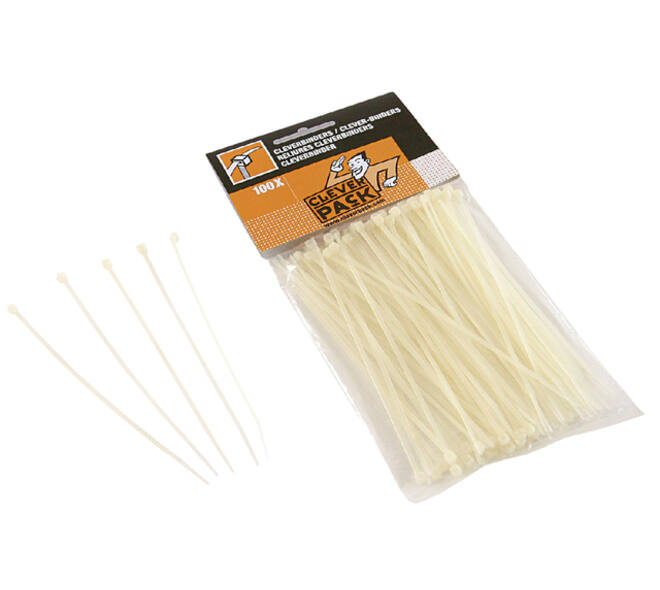 Inbindstrip CleverPack cleverbinder kabel 10/20cm wit 100 stuks