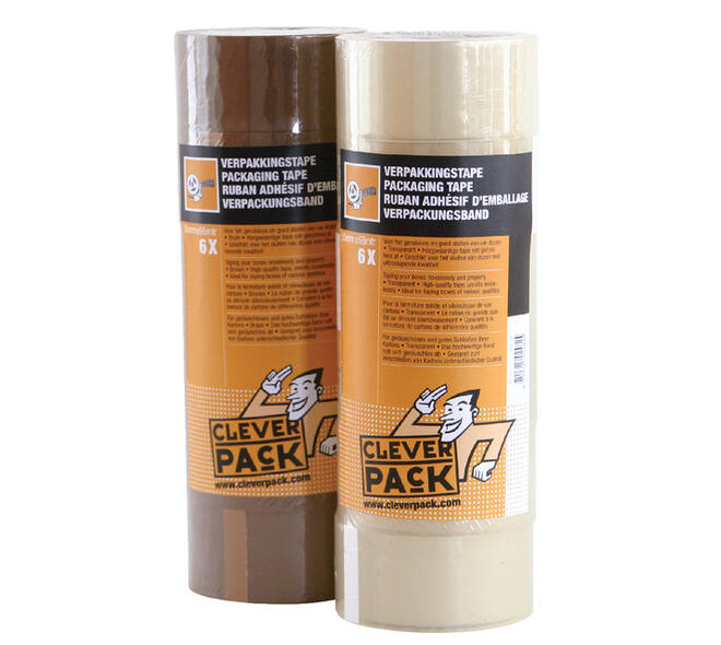 Verpakkingstape CleverPack 48mmx66m transparant PP pak à 6 rollen