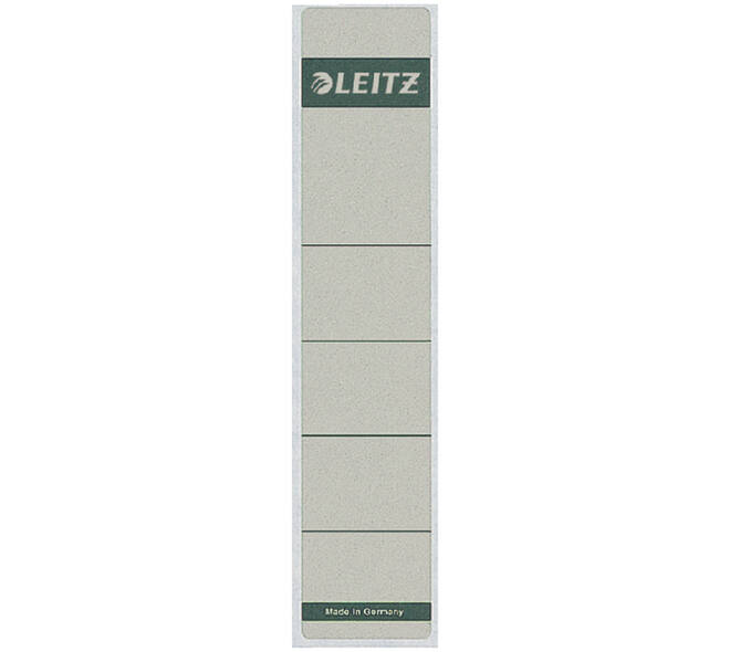 Rugetiket Leitz smal/kort 39x192mm zelfklevend grijs 10 stuks