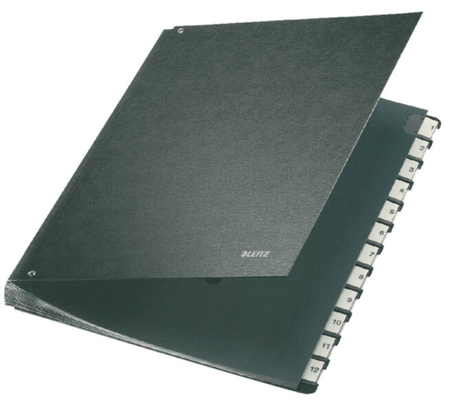 Termijnmap Leitz 1-12 270x18x345mm hardboard zwart