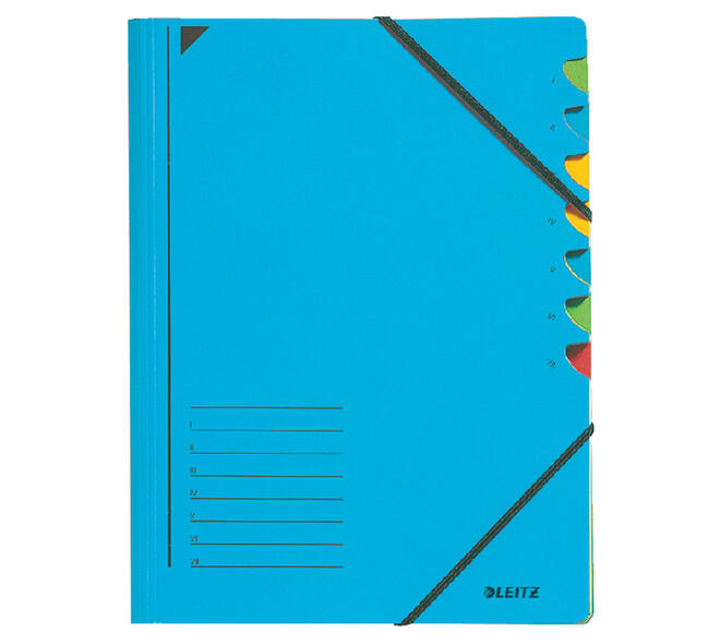 Sorteermap Leitz 7 tabbladen karton blauw